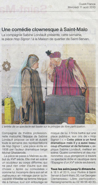 article Ouest France du 11 aout 2010