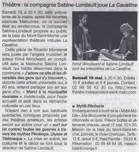 article de presse sur "La Cavatine" par la compagnie Sabine Londault